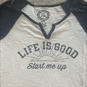 Life Is Good Women's Charcoal and Cream Tee